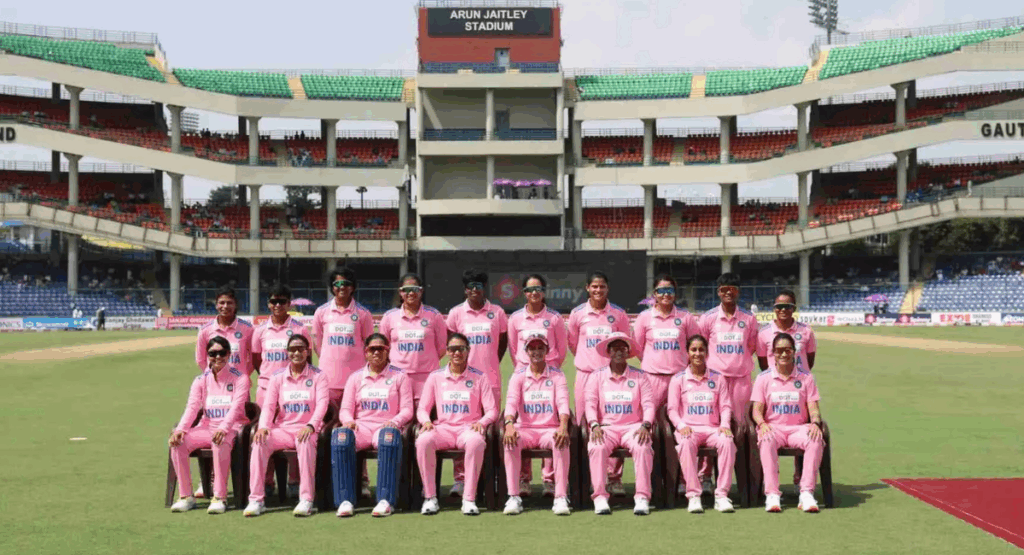 India Women’s pink jersey 3rd ODI vs Australia